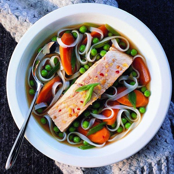 Salmon noodle bowl