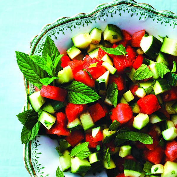 Watermelon and cucumber-mint salad