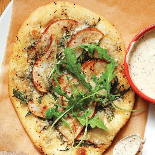 Blue Cheese Pizza with Pears and Arugula