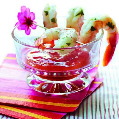 Shrimp with mango cocktail sauce