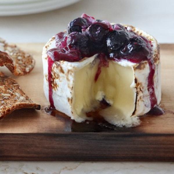 Smoky brie with wild blueberry sauce