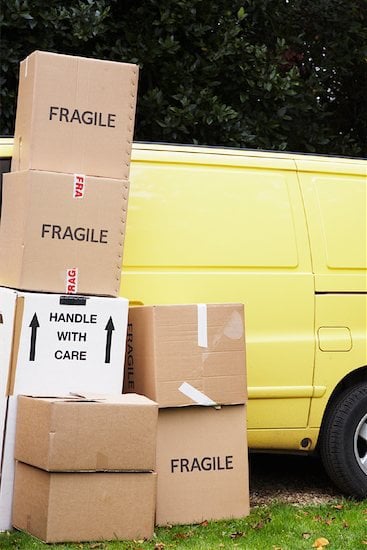 boxes, moving truck, van