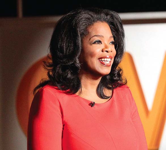 Oprah Winfrey Speaking in Red Dress