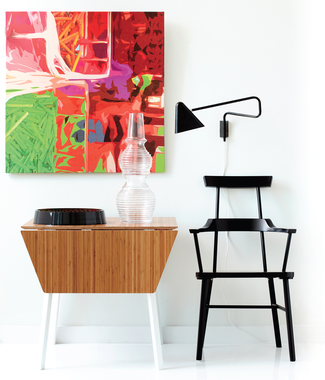 Ikea, chairs, artwork, retro, tables, vases, modern retro