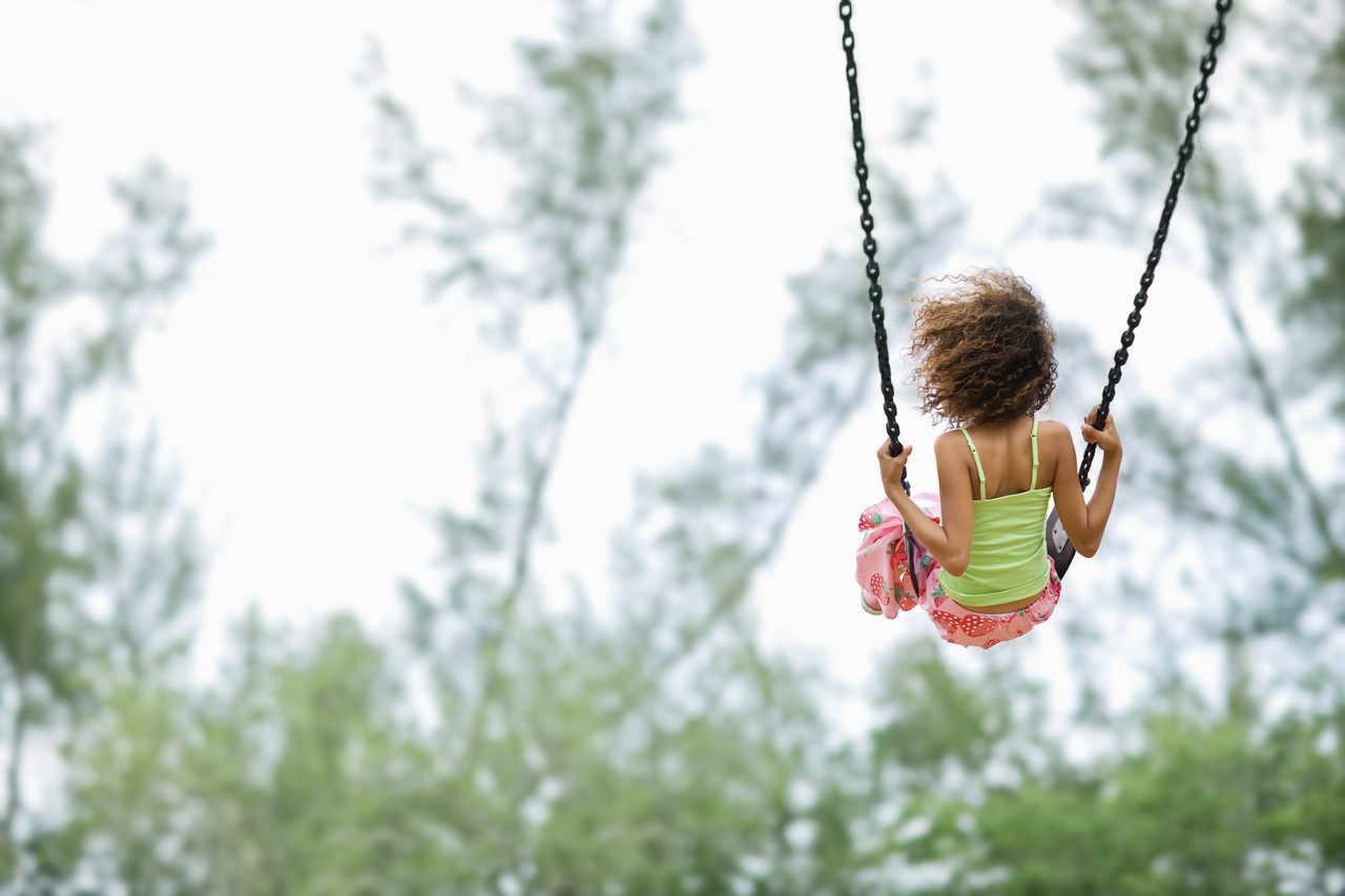 Child on a swing alone