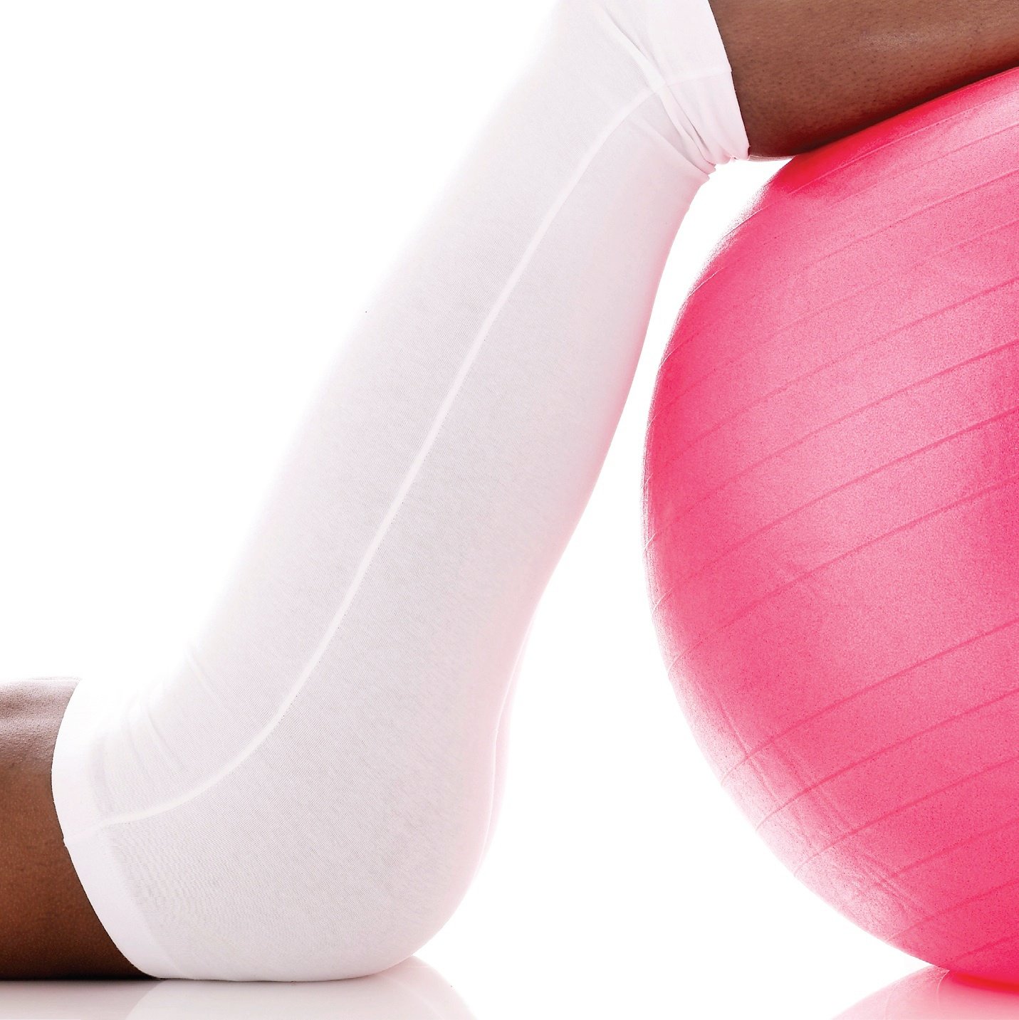 Legs, pink ball, exercise, white workout wear
