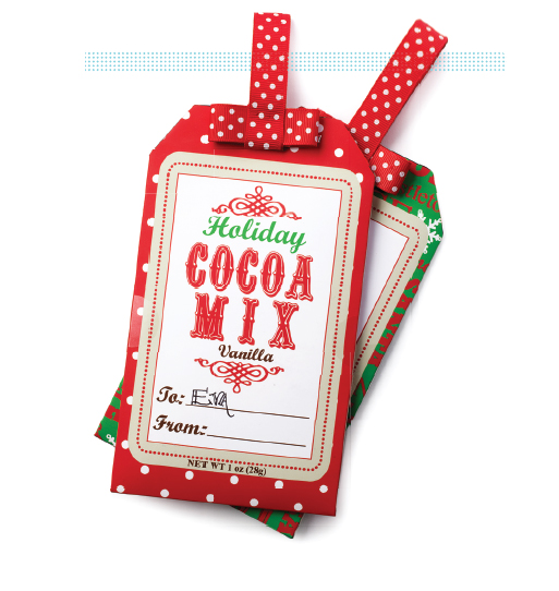 cocoa mix gift tag, Indigo