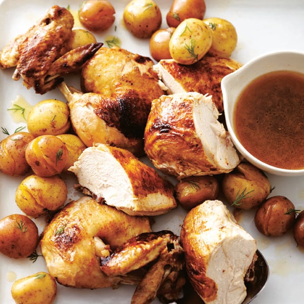 Faux-tisserie chicken with dilly potatoes