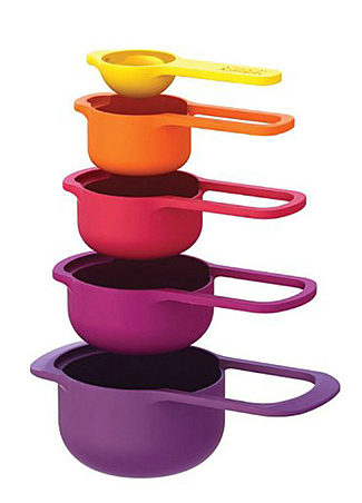 Neat and colourful measuring cups