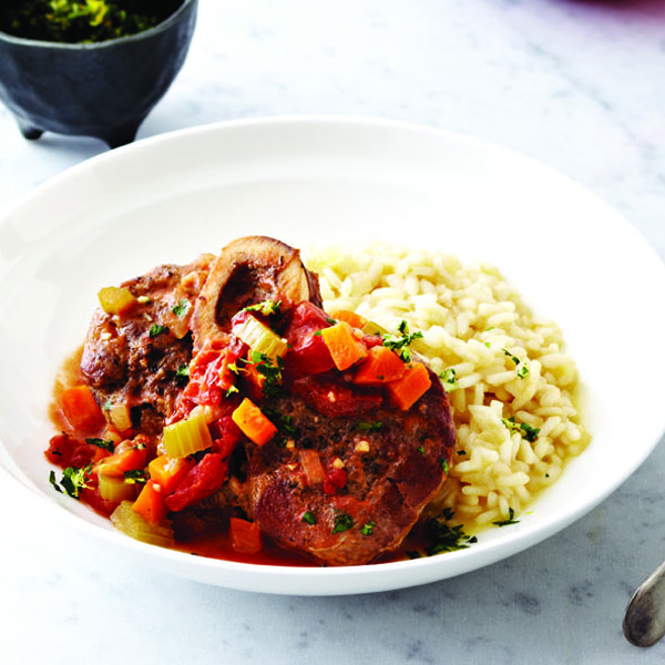 osso bucco served with risotto