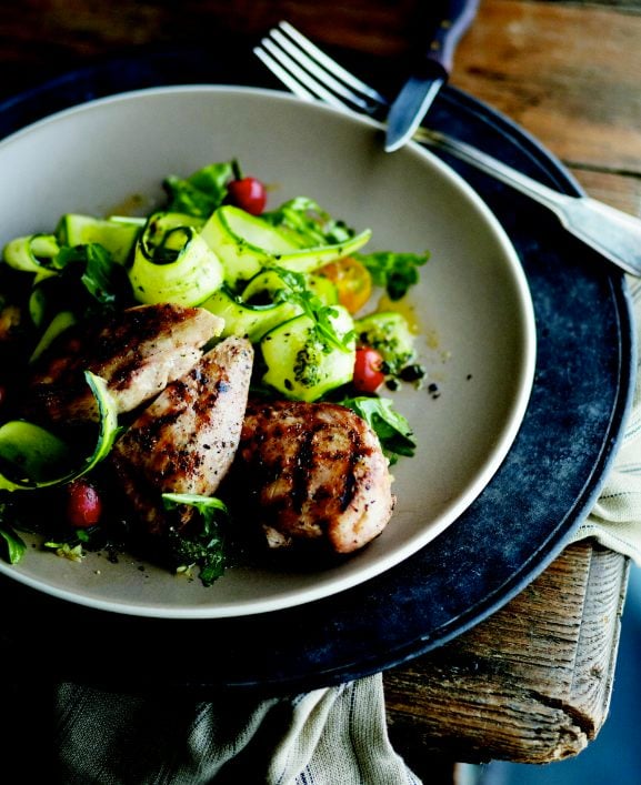 Curtis Stone's grilled chicken with arugula and zucchini salad
