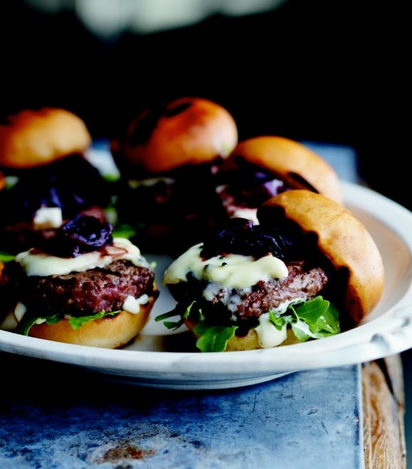 Curtis Stone's cheesy sliders with red onion marmalade