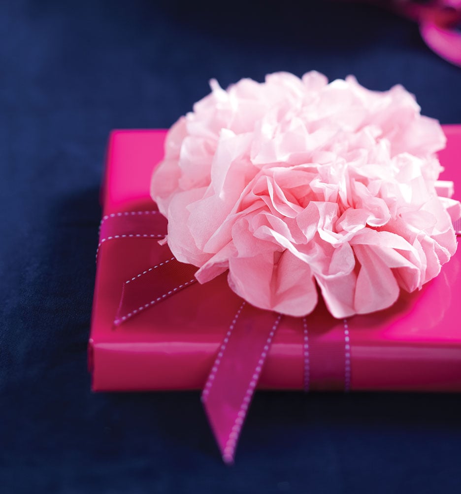 tissue paper bow gift topper