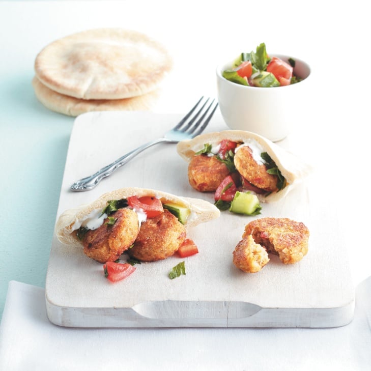 Red pepper and falafel cakes