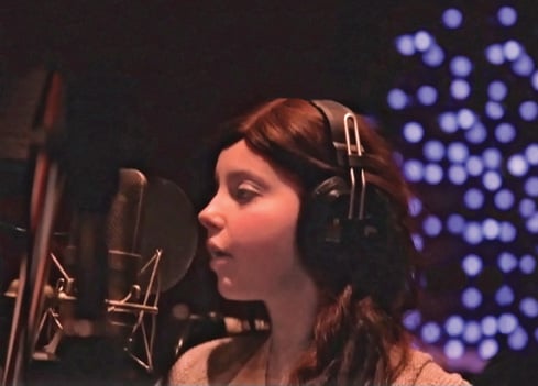 Toronto teen Olivia Wise in the recording studio singing Katy Perry's "Roar".