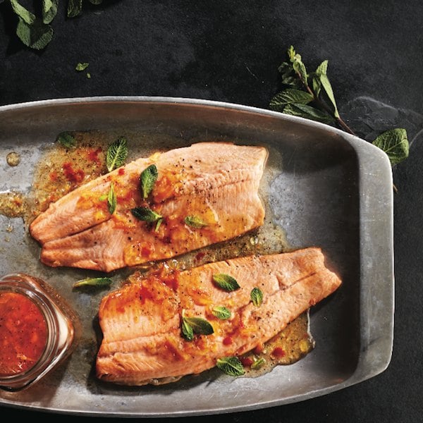 Sweet and spicy grilled rainbow trout
