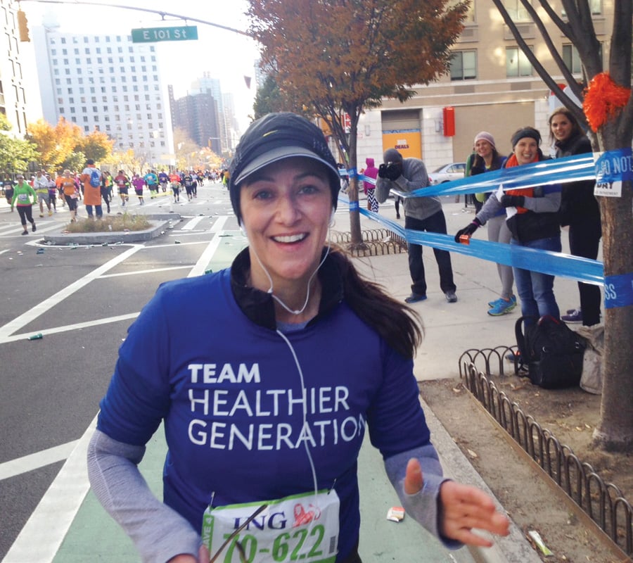 Laurie Jennings running the NYC marathon