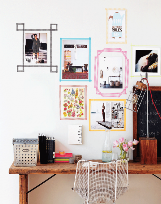 Modern-gallery-wall-art-frames-with-washi-tape
