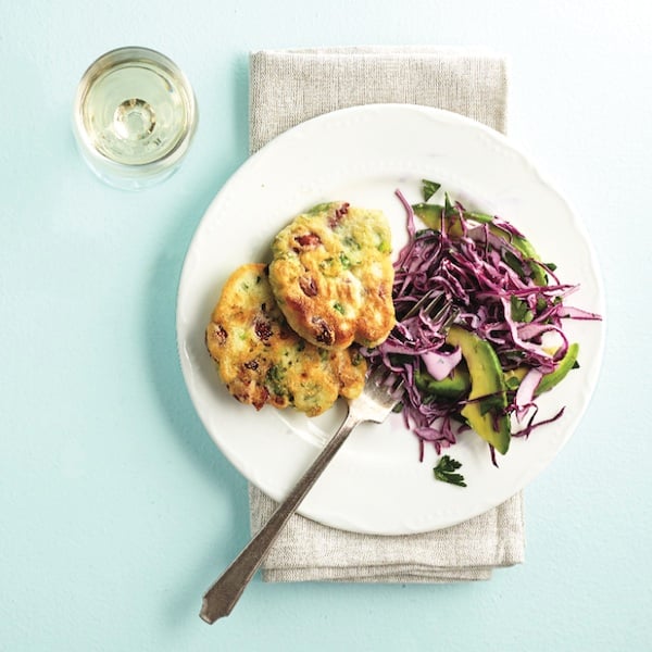 Romano bean fritters with creamy slaw