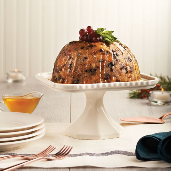 Christmas pudding with brandy-butter sauce