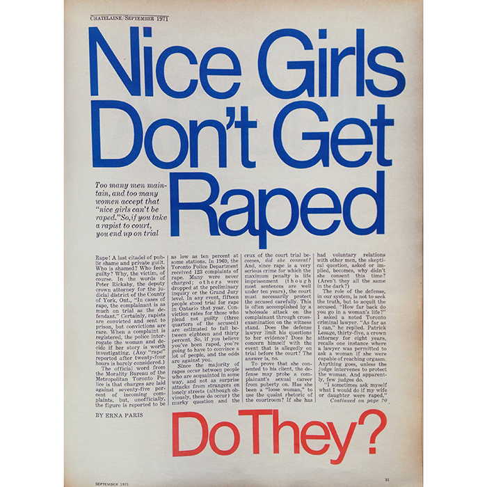 Throwback Thursday: In 1971, we talked about rape and consent