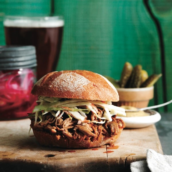 Instant Pot Pulled pork sandwich with ginger-bourbon sauce
