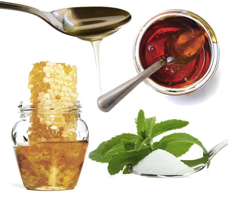 honey stevia maple syrup and agave syrup nectar