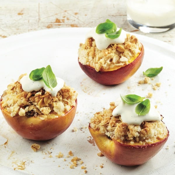 Grilled nectarine crumble