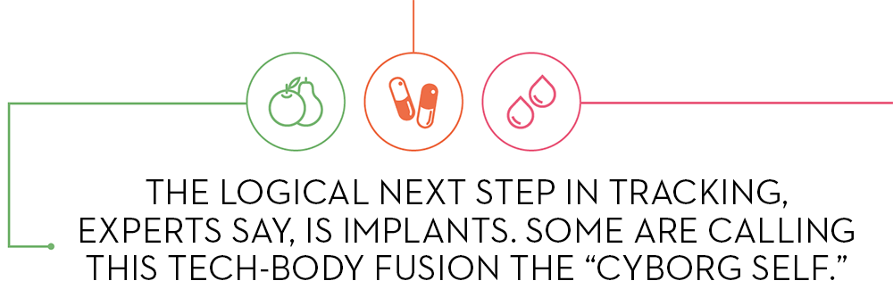 THE LOGICAL NEXT STEP IN TRACKING, EXPERTS SAY, IS IMPLANTS. SOME ARE CALLING THIS TECH-BODY FUSION THE “CYBORG SELF.”
