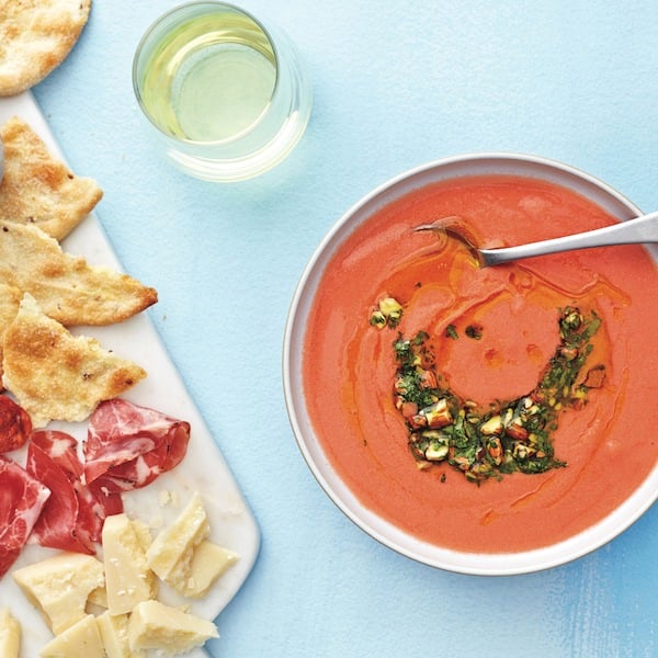 Tomato-almond summer gazpacho soup