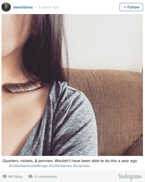 An example of a collarbone challenge selfie.