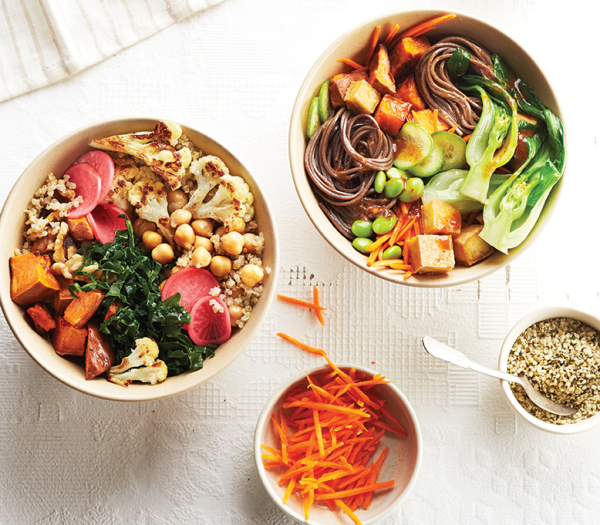 Healthy grain bowl to bring lunch costs down. Food styling, Miranda Keyes. Prop styling, Rayna Schwartz.