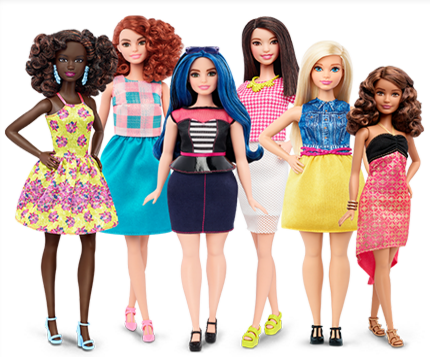 Mattel has introduced Barbies with 7 different skin tones in 4 different sizes.