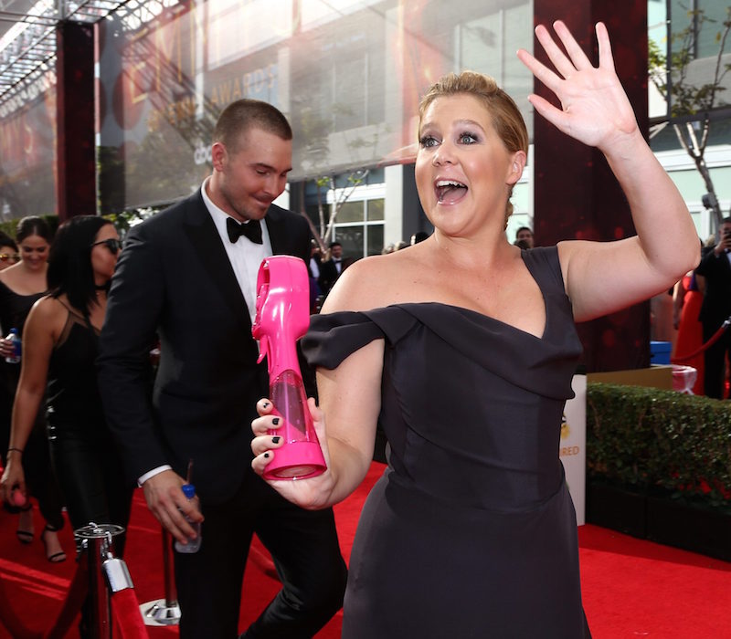 IMAGE DISTRIBUTED FOR THE TELEVISION ACADEMY - Amy Schumer arrives at the 68th Primetime Emmy Awards on Sunday, Sept. 18, 2016, at the Microsoft Theater in Los Angeles. (Photo by Rich Fury/Invision for the Television Academy/AP Images)