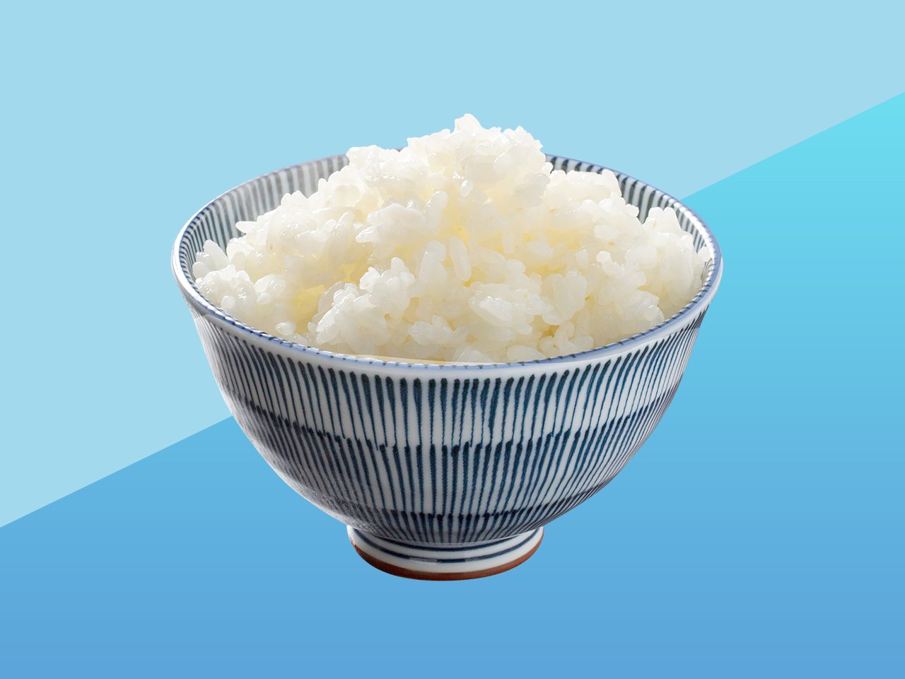 sticky rice in a bowl on a blue background