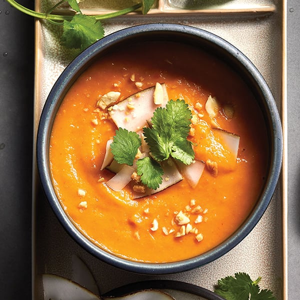 Creamy soup: Thai sweet potato red curry soup