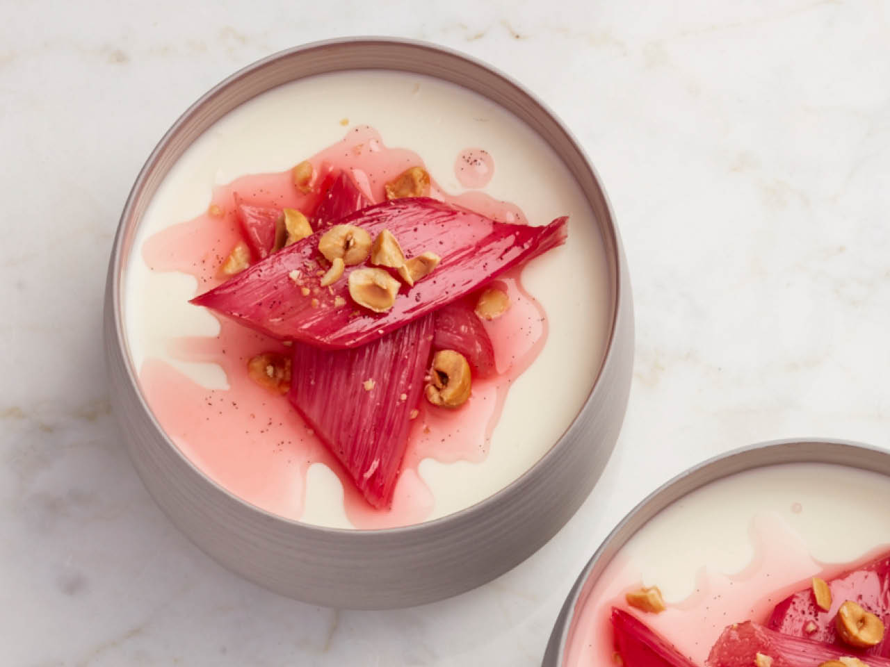 Buttermilk pannacotta with poached rhubarb