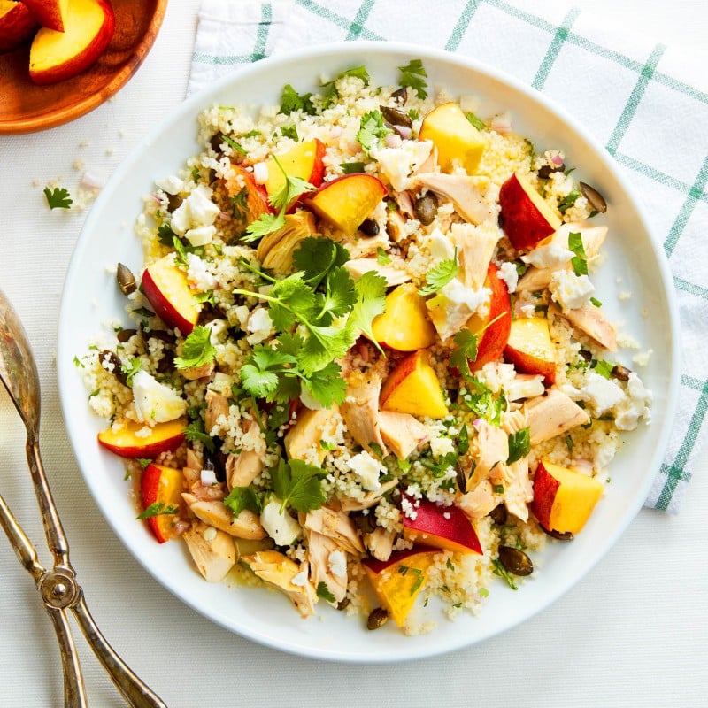 Peach and chicken couscous salad
