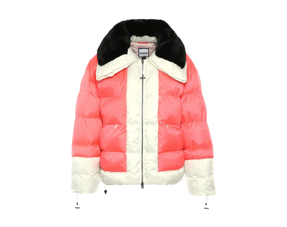 Pink, Black and White Biannual Synthetic Puffer Winter Coat
