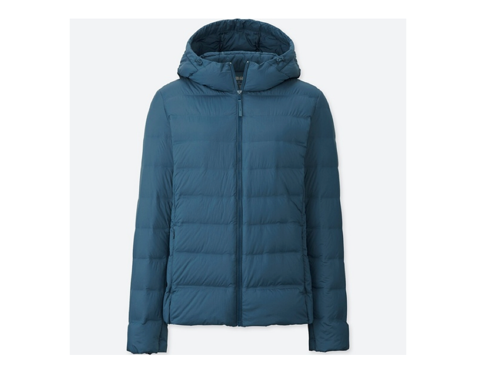 Blue Uniqlo Down-Filled Winter Coat