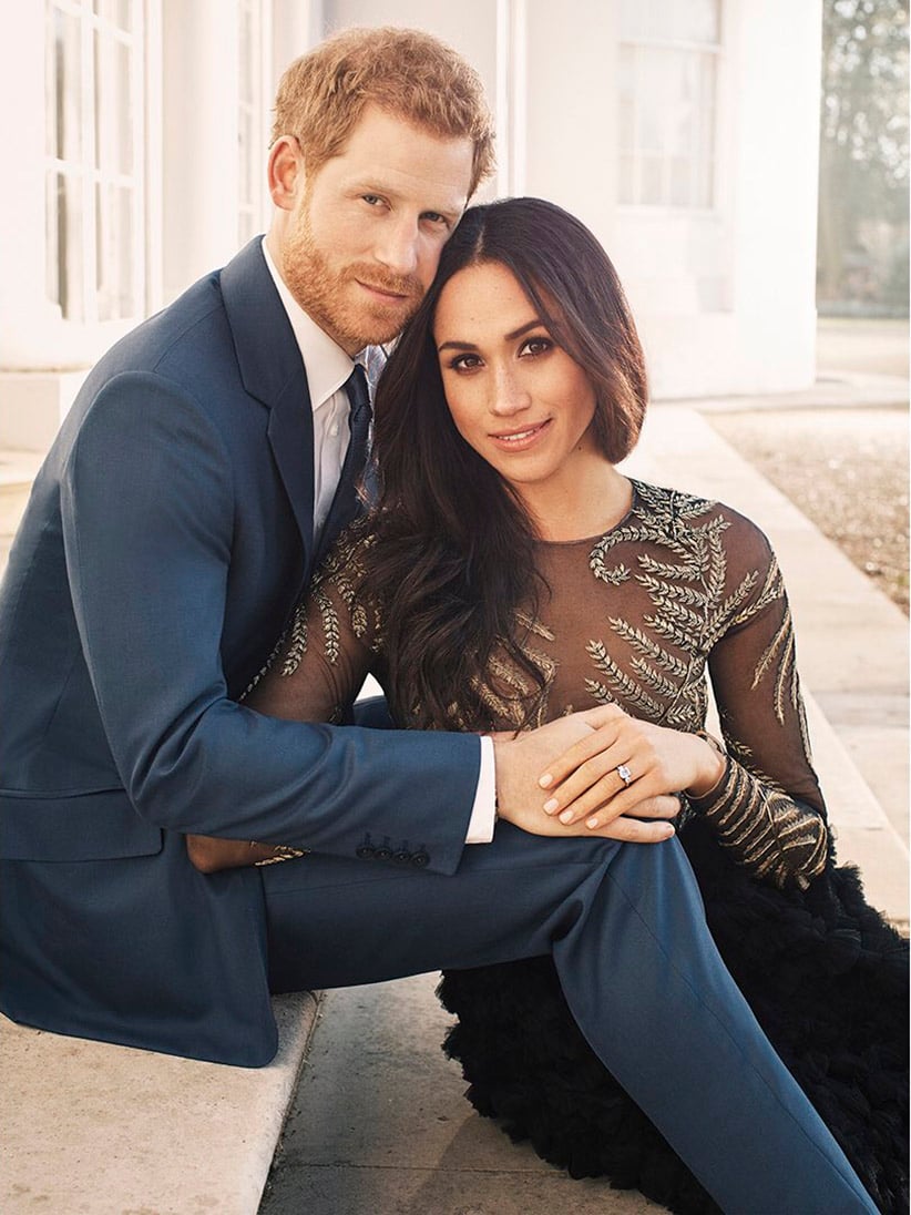 Kensington Palace has released two official photos of Prince Harry and his fiancee, Meghan Markle, to mark the couple's engagement