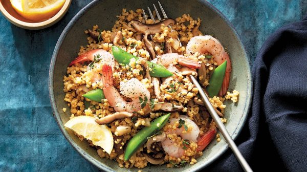 Millet, mushroom and shrimp bowl