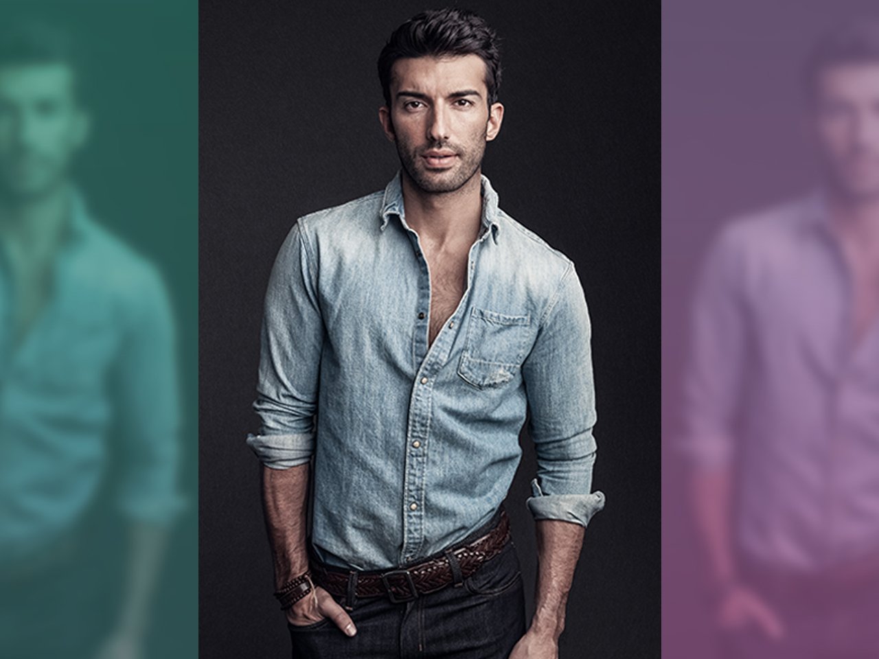 justin baldoni, pictured here in a white shirt and black pants, on how to be a man