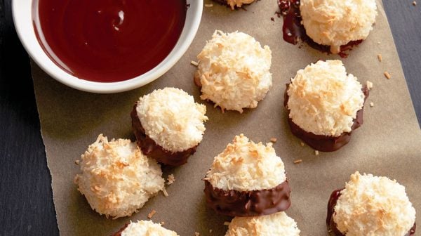 Chocolate dipped coconut macaroons