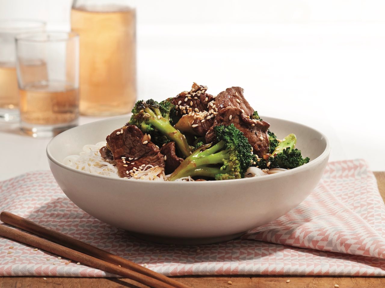 Vermicelli Bowl with Sesame Beef and Broccoli