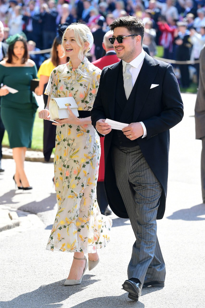Carey Mulligan in a floral dress at Prince Harry and Meghan Markle's wedding