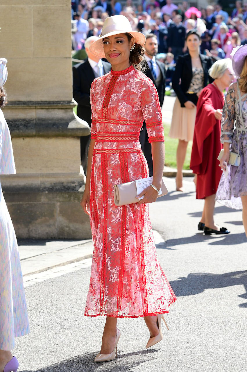 Suits star Gina Torres in beautiful red dress at royal wedding