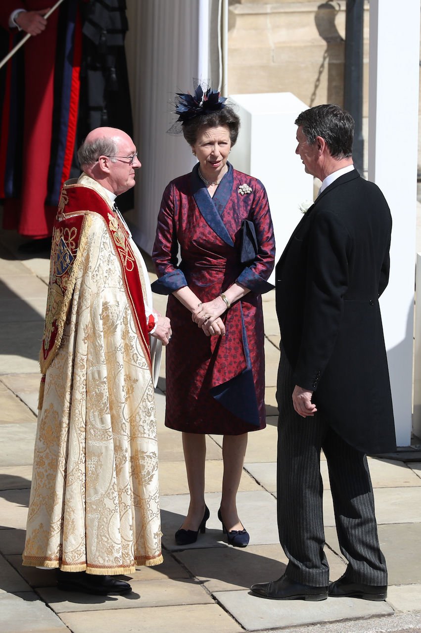 Princess Anne in a wrap dress at the wedding of Meghan Markle and Prince Harry