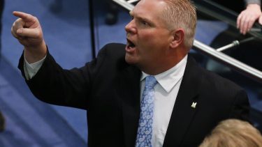 Ontario premier Doug Ford angry and pointing finger