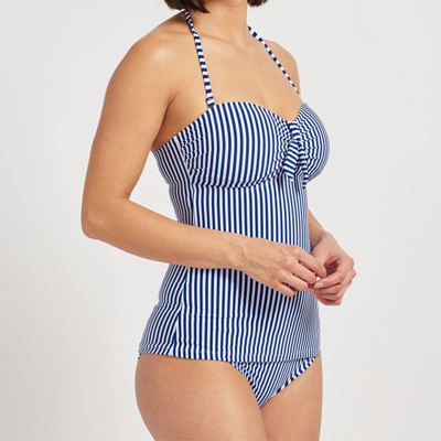 Blue and white striped tankini top from La vie en rose